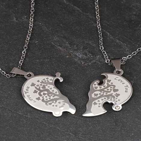Crunchy Fashion Heart Shaped Couple Pendant Necklace