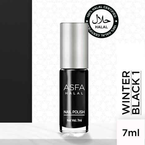 Buy Asfa Halal Nail Polish, Matte , Winter Black 1, (7 ml) - Purplle