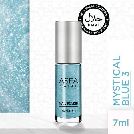 Buy Asfa Halal Nail Polish, Sugar Effect , Mystical Blue 3, (7 ml) - Purplle