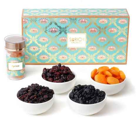 Buy Sorich Organics Berry Fiesta Gift Hamper Black Current, Cranberry, Blueberry and Apricot Diwali Berries Dry Fruits Combo for Festival 350 Gm - Purplle