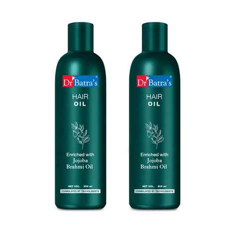 Dr Batra’s Hair Oil. Non-Sticky Formula. Nourishes Scalp. Supports Hair Growth. Contains Jojoba, Brahmi extracts. Suitable for men and women. 200 ml (Pack of 2)