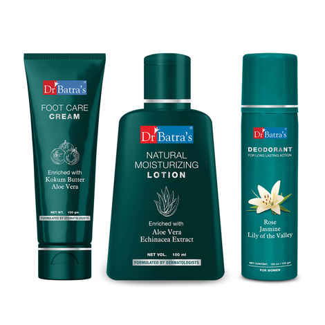 Buy Dr Batra's Natural Moisturising Lotion 100 ml, Deo For Women 100 G and Foot Care Cream 100 ml(Pack of 3 For Women) - Purplle
