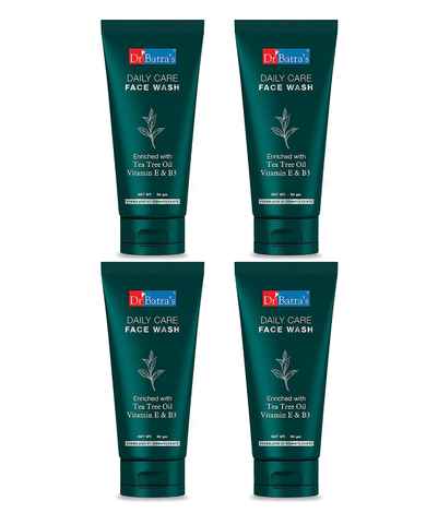 Buy Dr Batra’s Daily Care Face Wash. Eliminates Dirt. Moisturizes Skin. Protects Against Impurities. Contains Echinacea Extracts, Tea Tree Oil, Vitamin B3, Vitamin E. SLS, Paraben Free. For Men, Women. 50 g. (Pack of 4) - Purplle