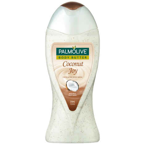 Palmolive Body Wash Coconut Joy Creme Based Exfoliator with Real Apricot Seeds and Jojoba Butter Extracts (250 ml)