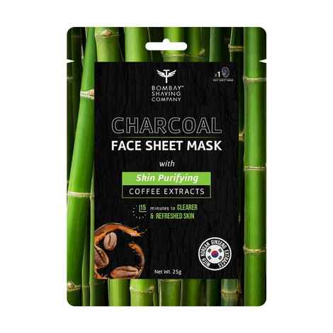 Bombay Shaving Company Charcoal Face Sheet Mask (Pack of 1) | For Easy At-Home Skin Restoration 50 gm
