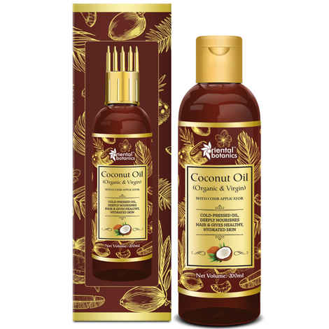 Buy Oriental Botanics Organic Virgin Coconut Oil 200ml for Hair and Skin Care - With Comb Applicator - Pure Oil with No Mineral Oil, Silicones - Purplle