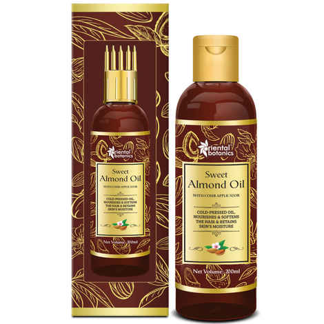 Buy Oriental Botanics Sweet Almond Oil 200ml for Hair and Skin Care - With Comb Applicator - Pure Oil with No Mineral Oil, Silicones - Purplle