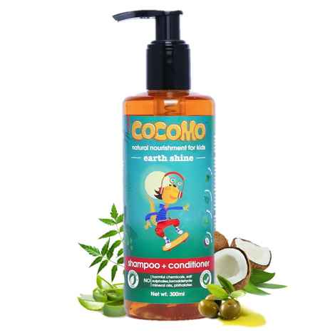 Buy Cocomo Natural Olive & Coconut Oil Kids Shampoo & Conditioner, Citrus Fragrance, Adds Strength & Shine | Earth Shine 300ml (Age: 4+) - Purplle