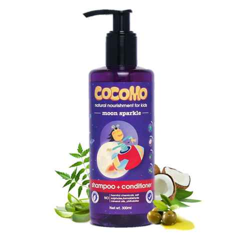 Buy Cocomo Natural Aloe Vera & Neem Kids Shampoo & Conditioner, Floral Fragrance, Soft & Tangle-Free Hair | Moon Sparkle 300ml (Age: 4+) - Purplle