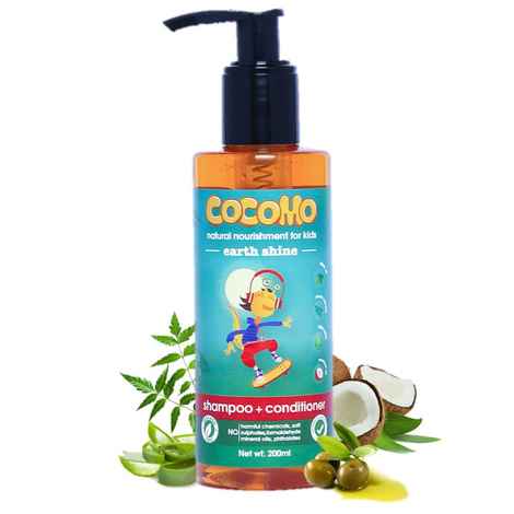 Buy Cocomo Natural Olive & Coconut Oil Kids Shampoo & Conditioner, Citrus Fragrance, Adds Strength & Shine | Earth Shine 200ml (Age: 4+) - Purplle