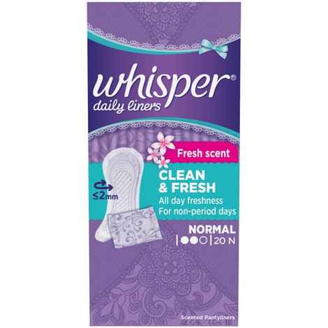 Buy Whisper Clean and Fresh Daily Liners - 20 Count - Purplle