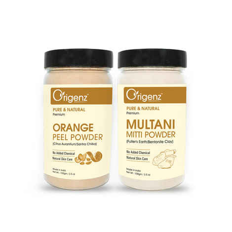 Buy Origenz Premium Orange Peel, Multani Mitti Powder for Face Care (100gm, Pack of 2) - Purplle