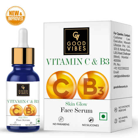 Buy Good Vibes Vitamin C & B3 Skin Glow Face Serum | With Orange | Easy Absorption | No Parabens, No Silicones, No Sulphates, No Animal Testing (10 ml) - Purplle
