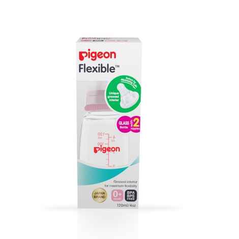 Buy Pigeon Glass Feeding Bottle (120 ml) Pink With Add Nipple S - Purplle