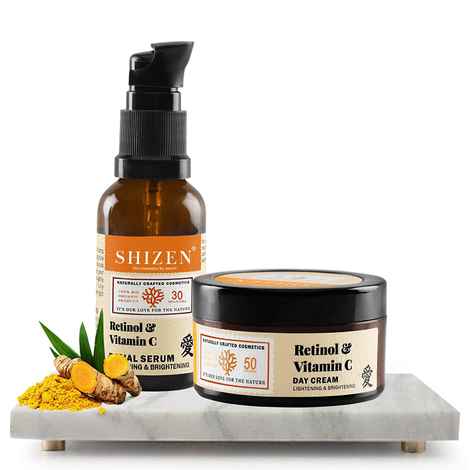 SHIZEN Retinol & Vitamin C Combo : Facial Serum(30 ml) & Day Cream (50 gm) For Deep Moisturising & Instant Glow