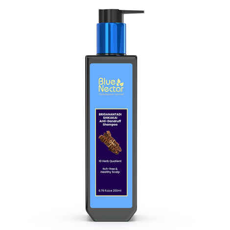Buy Blue Nectar Anti Dandruff Shampoo with Bhringraj & Shikakai (10 Herbs, 200 ml) - Purplle