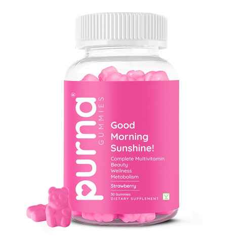 Buy Purna Gummies Multivitamin Strawberry Gummies - Vitamins A, C, D, E, B12 and Zinc, 30 Gummy Bears - Purplle