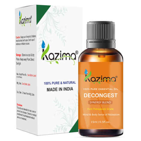 KAZIMA Decongest Blend Essential Oil - Pure Therapeutic Grade For Mind & Body Sense of Relaxation, 15 ml