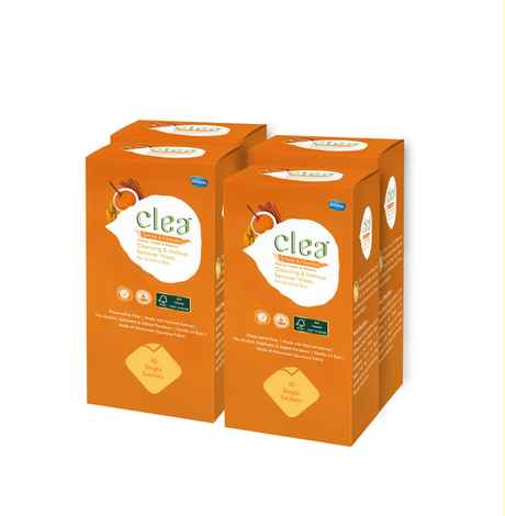 Clea Cleansing & Makeup Remover Wipes Haldi & Chandan (10 Wipes per pack) Pack of 4