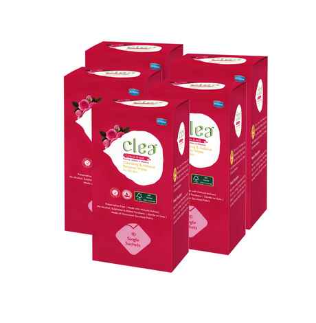 Clea Cleansing & Makeup Remover Wipes Rose & Milk (10 Wipes per pack) Pack of 5