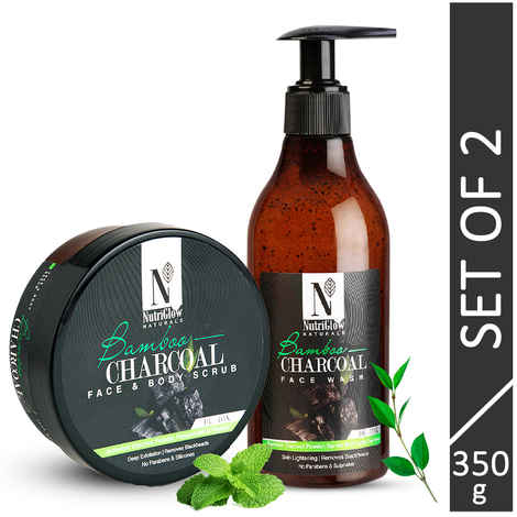 Buy NutriGlow NATURAL'S Bamboo Charcoal Face Wash (150 ml) & Face And Body Scrub (200 gm) For Removes Blackheads and Impurities - Purplle