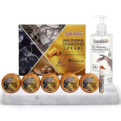 Buy NutriGlow Gold Platinum Diamond & Pearl Facial Kit (260 gm) + Skin Whitening Moisturizing Lotion (500 ml) /Skin Lightening/ Moisturizer /All Type Skin - Purplle