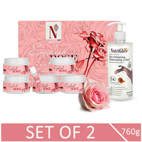 Buy NutriGlow NATURAL'S English Rose Facial Kit (260 gm) & Skin Whitening Moisturising Lotion (500 ml) For Intense Moisturization - Purplle