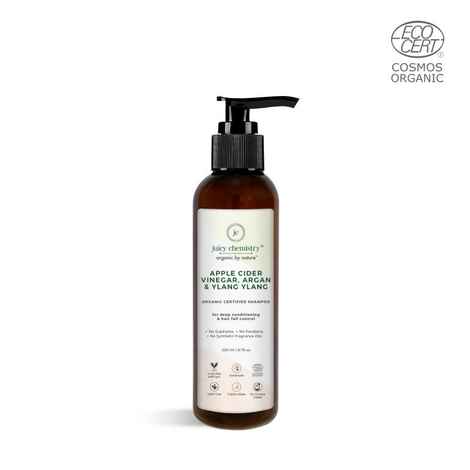 Juicy Chemistry Organic Apple Cider Vinegar, Argan & Ylang Ylang Shampoo -Deeply Conditions & Controls Hair-fall , 200ml