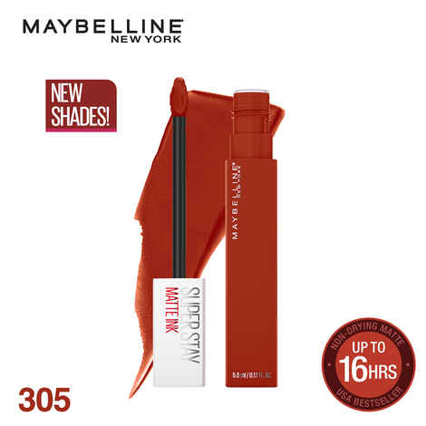 Maybelline New York Super Stay Matte Ink Liquid Lipstick x Rogue Reds, 305 Unconventional, 5ml