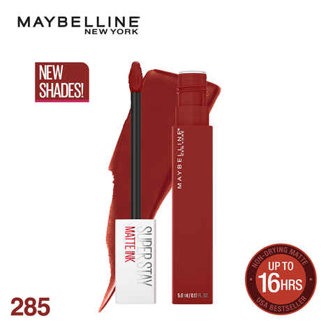 Maybelline New York Super Stay Matte Ink Liquid Lipstick x Rogue Reds, 285 Gritty, 5ml