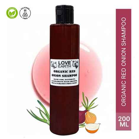 Love Earth Onion Shampoo With Onion, Reetha & Aloe Vera Extract For Hair Strengthening, Smooth & Frizz Free Hair 200ml