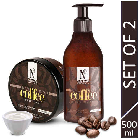 Buy NutriGlow NATURAL'S Comb of 2 Raw Irish Coffee Face Wash (300 ml) and Face Pack (200 gm) With Organic Raw Irish Coffee - Purplle