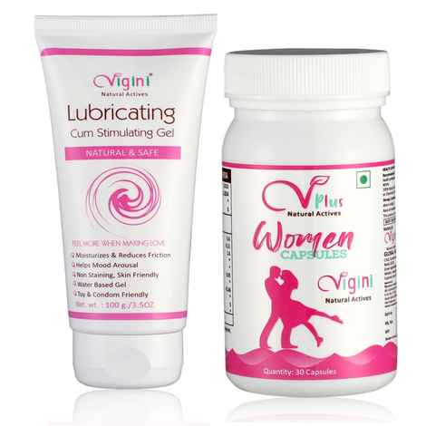 Buy Vigini 100% Natural Actives Vaginal Lubricant Lube Gel + Sexual Arousal  Vigour Performance Stamina Booster Capsules Women Online