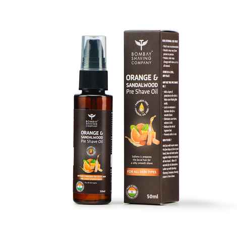 Buy Bombay Shaving Company Orange & Sandalwood Pre-Shave Oil (50ml) | Antiseptic & Moisturising | Adds a layer of protection to the skin | Helps razor blade glide easily - Purplle