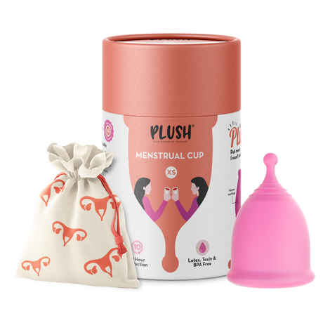 Buy Plush 100% Reusable Menstrual Cup with Cotton Carry Pouch | Size – Extra Small | Special Stem for Easy Removal - Purplle