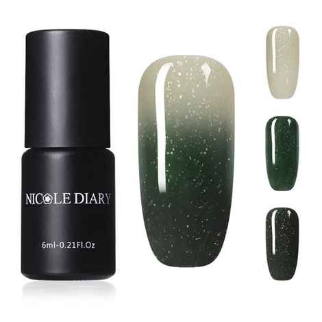 Buy NICOLE DIARY 6ml Thermal Nail Gel Sparkling Sequins Temperature Change Color UV Gel Nails Art Led UV Nail Polish Varnish (ND-TCG-Y7) - Purplle