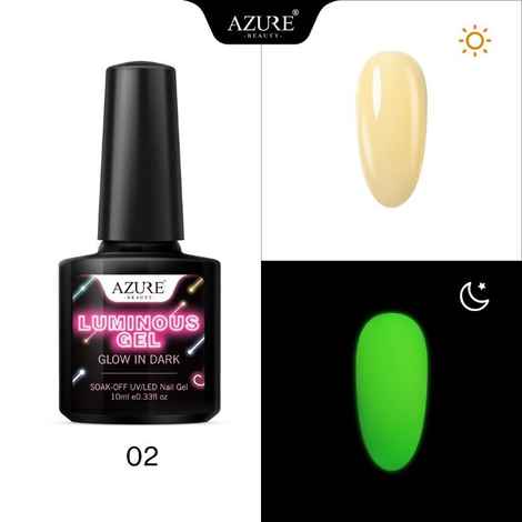 Buy AZURE BEAUTY New Luminous Nail Gel Polish Soak Off UV/LED Semi Permanent Led Gel Glow In Dark Fluorescence Effect (Azure-LG-02) - Purplle