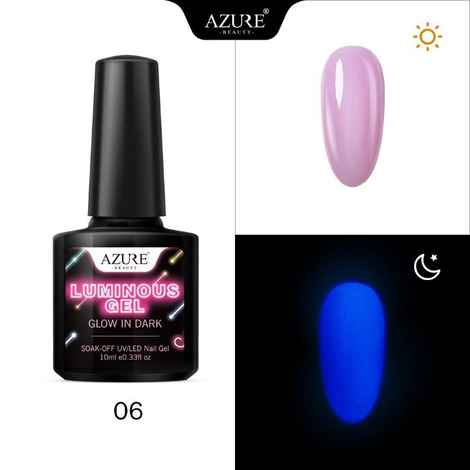 AZURE BEAUTY New Luminous Nail Gel Polish Soak Off UV/LED Semi Permanent Led Gel Glow In Dark Fluorescence Effect (Azure-LG-06)