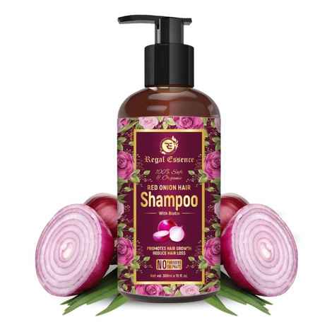 Buy Regal Essence Red Onion Hair Shampoo with Biotin Red Onion Seeds Oil, Amla, Bhringraj, Brahmi, Vitamin E and Pro-Vitamin B5 for Strong and Healthy Hair-300ml - Purplle