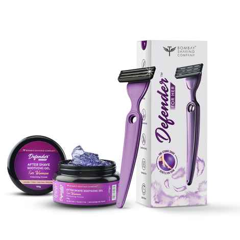 Buy Bombay Shaving Company Defender For Her Body Razor and After Shave Soothing Gel | Irritation-Free Shaving & Hair Removal At Home and Soothing Gel for After Shave Moisturizing (Pack of 2) - Purplle