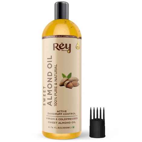 Buy Rey Naturals 100% Pure & Natural Sweet Almond oil - Virgin & Cold pressed - For Hair & Skin (200 ml) - Purplle