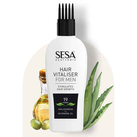 Buy Sesa Ayurvedic Hair Vitaliser for Men for Hair Growth - 19 Herbs + 11 Oils - NO Mineral Oil – with Comb Applicator (100 ml) - Purplle