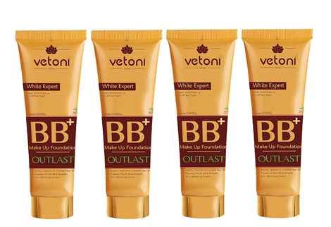 Buy Vetoni BB+ Foundation cream for face makeup natural shade for oily and dry skin, (Pack of 4), 240 gm, Gold - Purplle