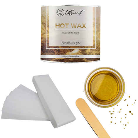 Buy W Secret Gold Hot Wax (600 gm) +50 Waxing Strips+ 50 Wax Spatulas - Purplle
