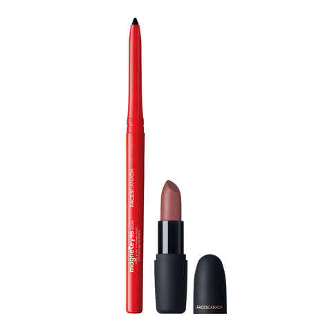 Buy Faces Canada 1 Magneteyes Kajal + 1 Weightless Matte Lipstick (Subtle Mauve 10)(4.85 g) - Purplle