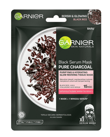 Buy Garnier Black Rice Pure Charcoal Black Serum Mask, Face Serum Sheet Mask for Women, 28g - Purplle