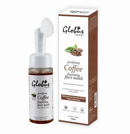 Buy Globus Naturals Coffee Brightening Foaming Face Wash with Silicon Face Massage Brush (150 ml) - Purplle