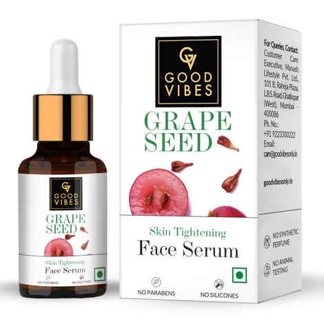 Buy Good Vibes Grape Seed Skin Tightening Face Serum | Brightening, Lightening, Toning | No Parabens, No Sulphates, No Animal Testing (10 ml) - Purplle