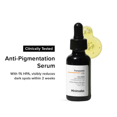 Buy Minimalist 3% Tranexamic Face Serum for Melasma, Post Inflammatory Hyperpigmentation(PIH) or Erythema(PIE) & Acne Scars, 30 ml - Purplle