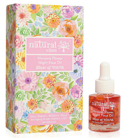 Buy Natural Vibes - Anti Ageing Nirvana Flower Night Face Oil 20ml- Elixir of ‘You’th with Vitamin A, C & E - Purplle